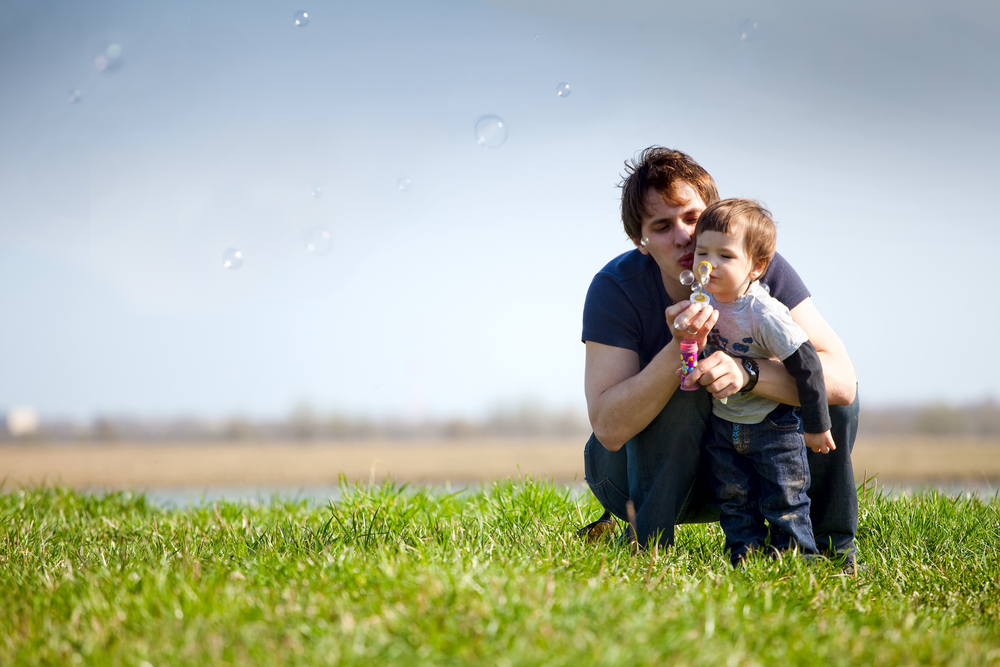 father and child outside